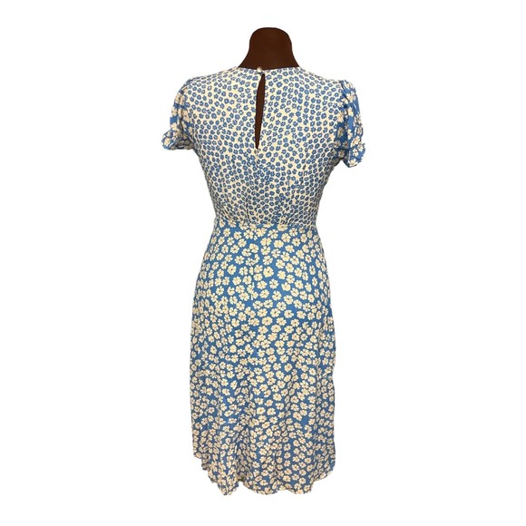 Capulet Womens Blue Floral Keyhole Back Short Sleeve Lined Midi Dress Size XS - Picture 2 of 11